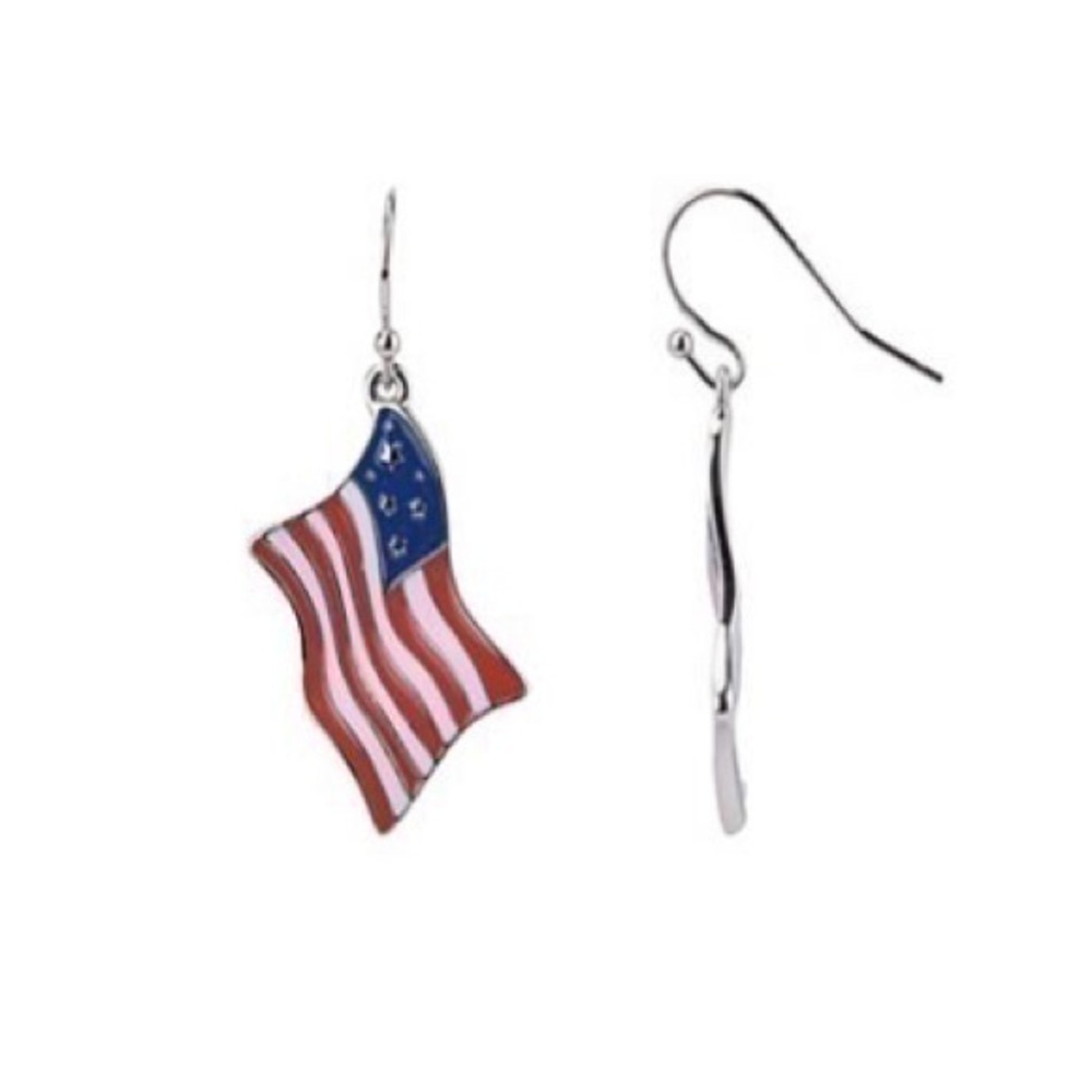 (JA001) NEW FLAG EARRINGS RED, WHITE, BLUE USA AMERICA FLAG